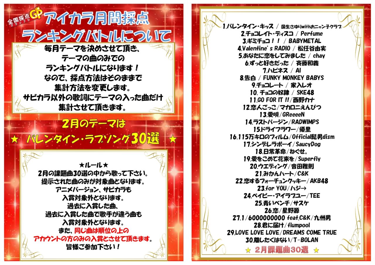 2月のランキングバトルのテーマは・・・