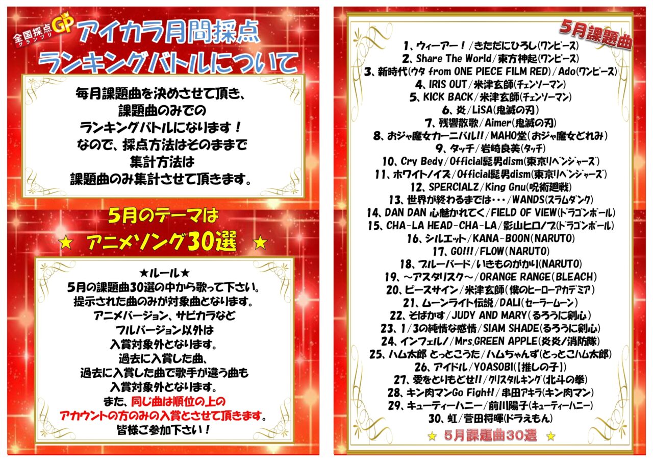 5月ランキングバトルテーマは・・・