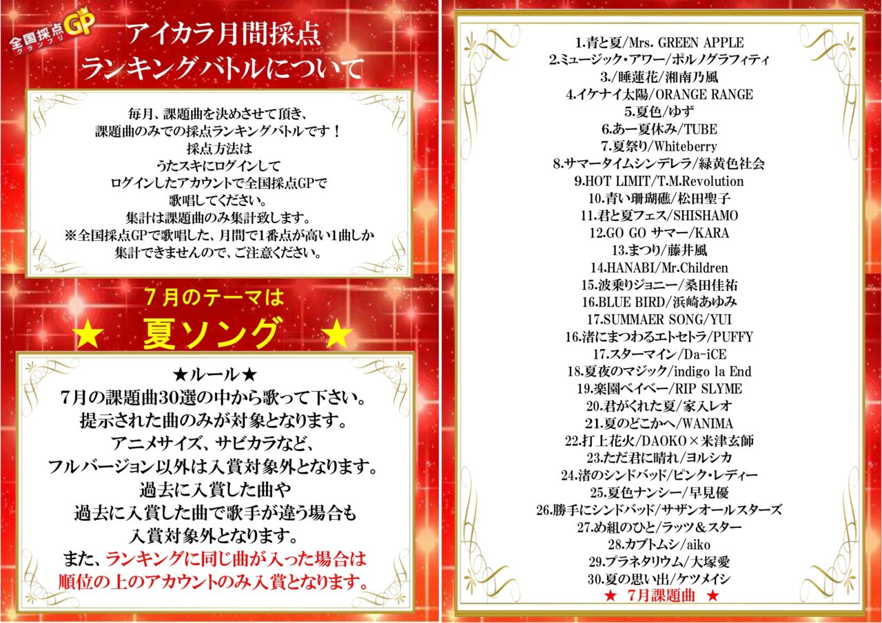 7月のランキングバトルのテーマは・・・