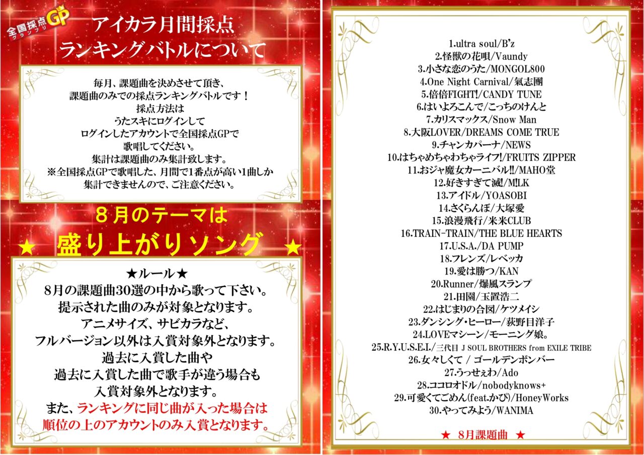 2026年8月のランキングバトルのテーマは・・・